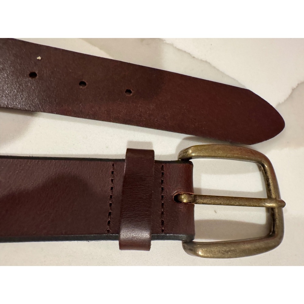 LL Bean Men’s Brown Genuine Leather Belt Brass Buckle Size 40